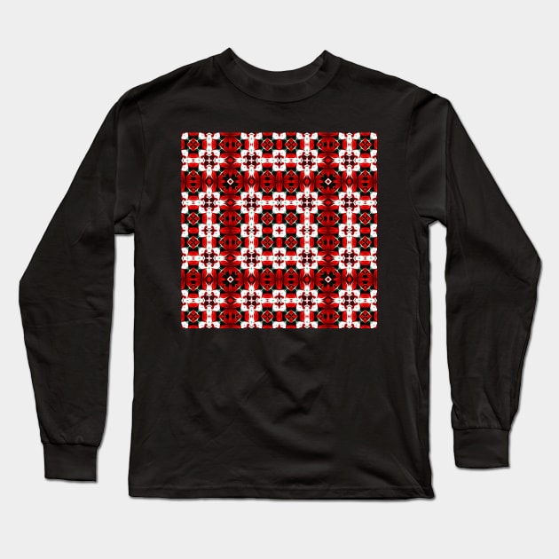 Red and Green Christmas Pattern Number 26 Long Sleeve T-Shirt by BubbleMench